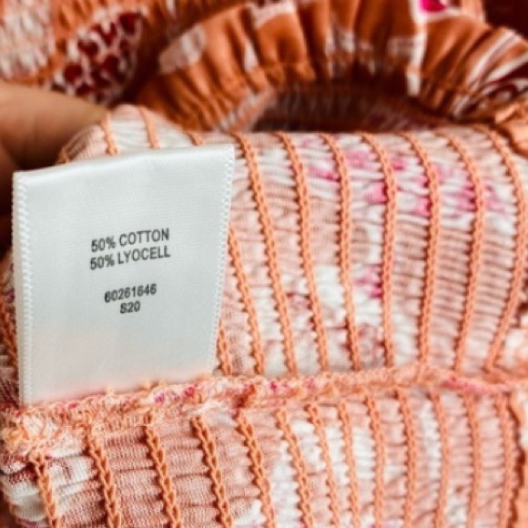 WITCHERY Pink Floral Shirred Frill Square Neckline Cropped Tank Top Size L - Picture 5 of 6